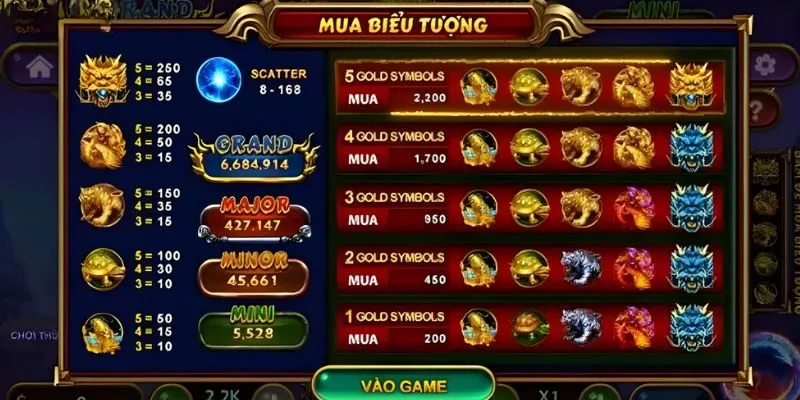 Hệ thống biểu tượng tai nổ hũ Kho Báu Tứ Linh