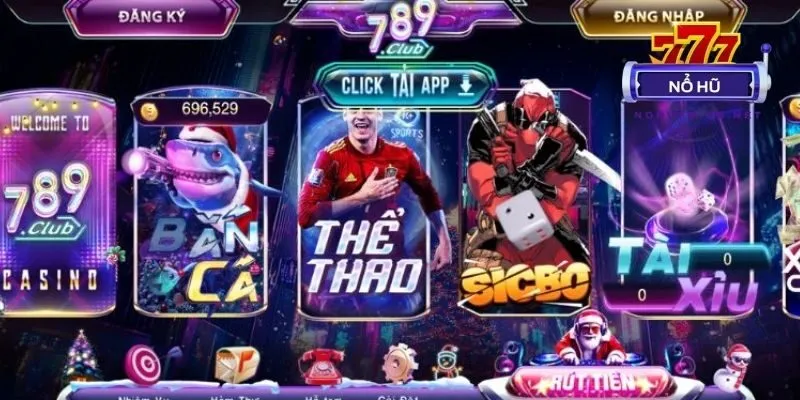 Giao diện slot game phong cách casino tại 789club